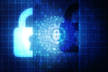 2d illustration Safety concept: Closed Padlock on digital background