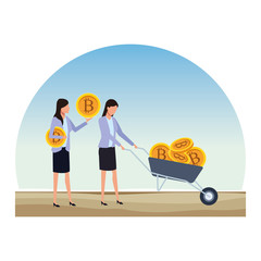 businesswomen holding cryptocurrency