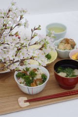 桜の下で～菜の花ホタテ御膳