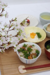 桜の下で～菜の花ホタテ御膳