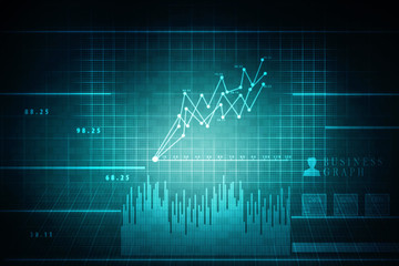 2d rendering Stock market online business concept. business Graph 