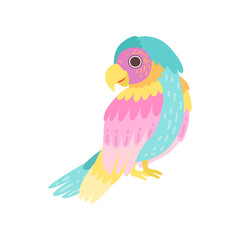 Tropical Parrot Bird with Colored Plumage Vector Illustration