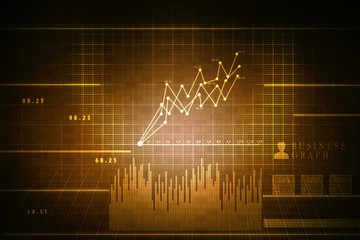2d rendering Stock market online business concept. business Graph 