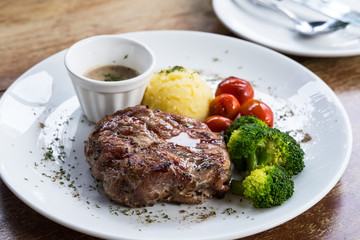 pork stake with vegetable
