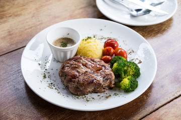 pork stake with vegetable