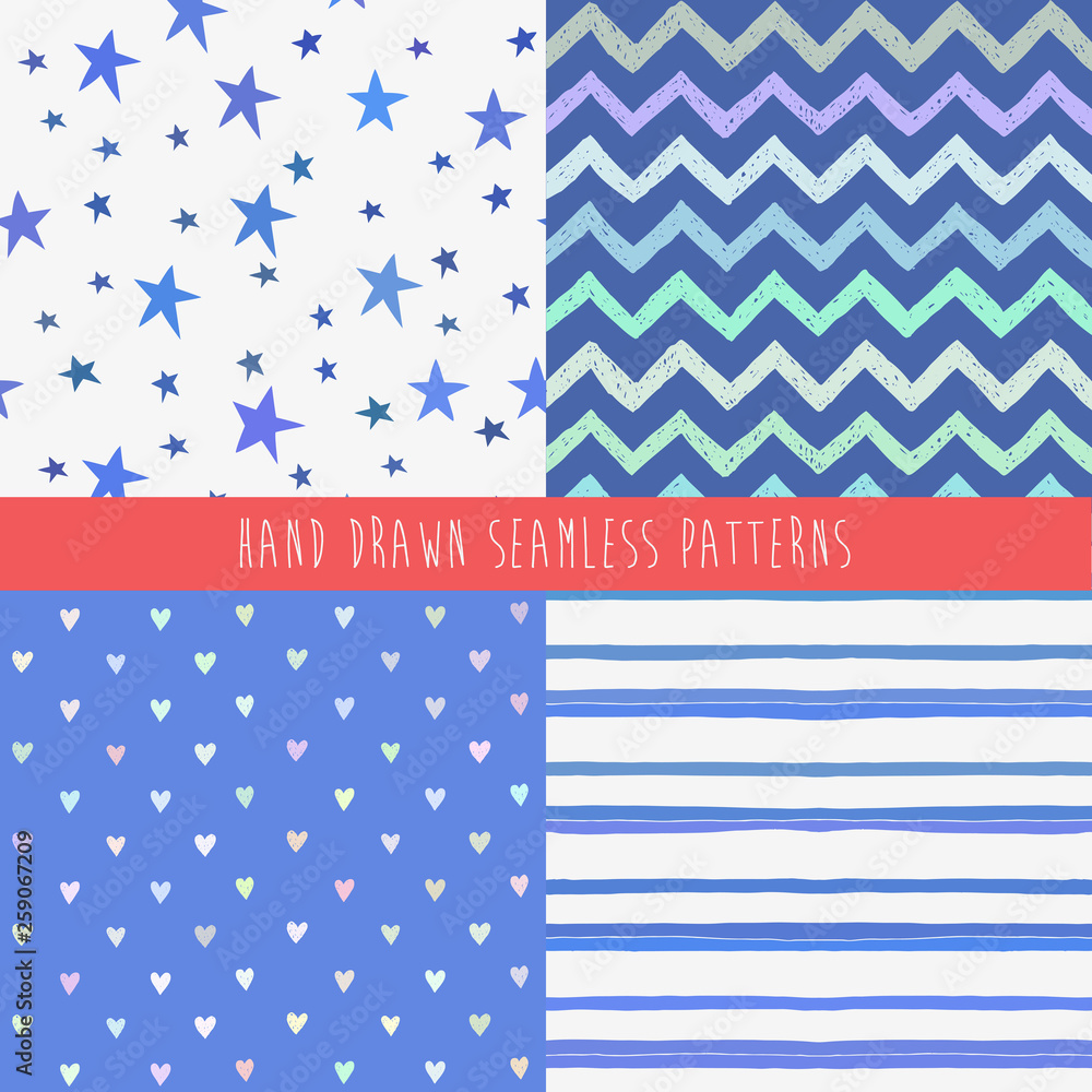 Poster set of abstract hand drawn patterns. vector illustration.
