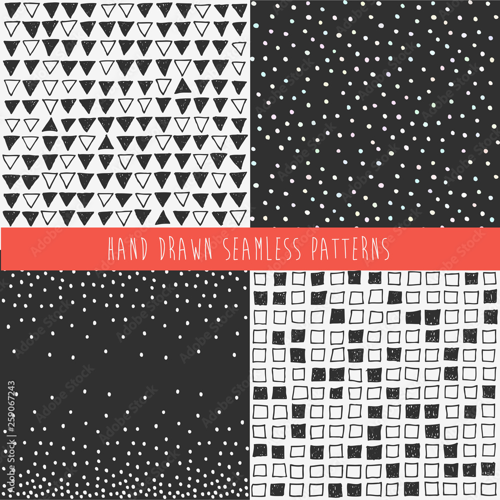 Poster set of abstract hand drawn patterns. vector illustration.