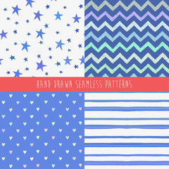 Set of abstract hand drawn patterns. Vector illustration.