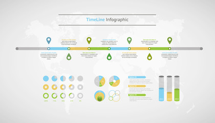 Timeline vector infographic. World map