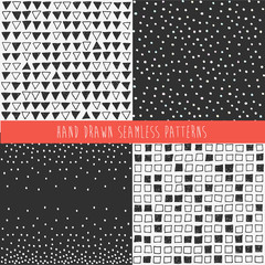 Set of abstract hand drawn patterns. Vector illustration.