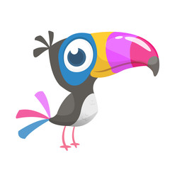 Funny toucan cartoon. Vector bird illustration © drawkman