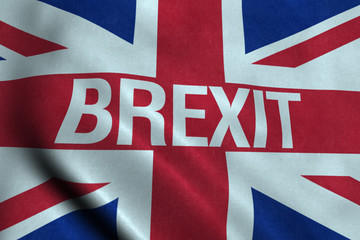 United Kingdom Flag with Brexit Title 3D Render