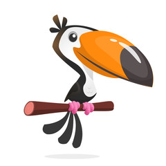 Cute cartoon toucan bird isolated © drawkman