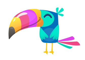 Funny toucan cartoon. Vector bird illustration