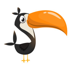Cartoon happy bird toucan. Illustration isolated © drawkman
