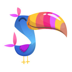Toucan bird cartoon. Vector illustration of happy tukan isolated © drawkman