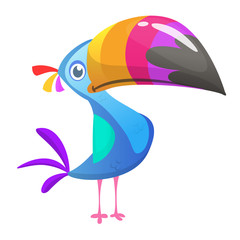 Toucan cartoon. Vector icon of toucan bird. Exotic colorful bird illustration © drawkman