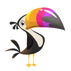 Fototapeta premium Toucan cartoon. Vector icon of toucan bird. Exotic colorful bird illustration