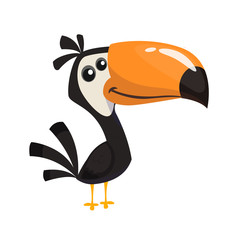 Fototapeta premium Happy cartoon toucan. Vector illustration