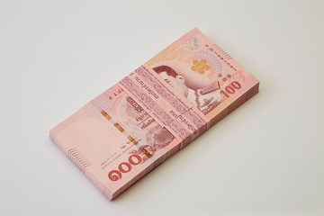 Banknotes of Thailand on white background