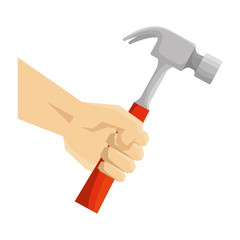 hand with hammer tool