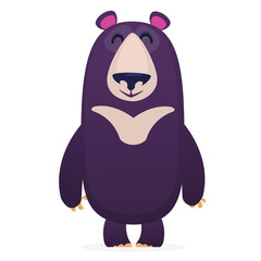 Happy cartoon bear. Vector illustration of  bear isolated. 