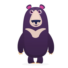 Cute bear toy Flat icon Vector illustration