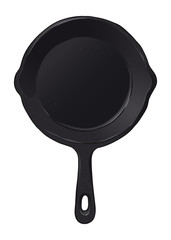 Frying Pan Black Cast Iron Hand Drawn Illustration - 259068247