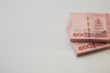 Banknotes of Thailand on white background