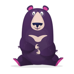 Happy cartoon bear. Vector illustration of brown bear isolated. Clipart