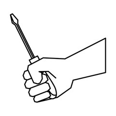 hand with screwdriver tool