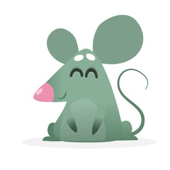Funny cartoon little mouse. Vector illustration isolated