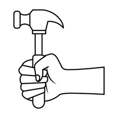 hand with hammer tool