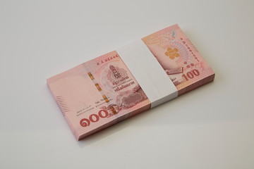 Banknotes of Thailand on white background