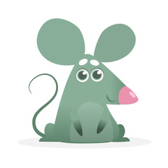 Happy cartoon mouse talking. Vector illustration isolated
