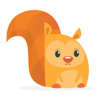 Cartoon squirrel on white background. Vector illustration