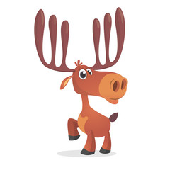 Obraz premium Cute deer. Cartoon comic style forest animal character. Reindeer male mascot. Zoo and wild animal vector illustration