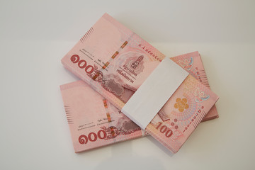 Banknotes of Thailand on white background