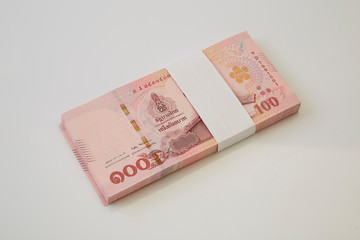 Banknotes of Thailand on white background