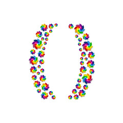 Alphabet set letter Punctuation brackets, Turbine paper pattern, Renewable wind power concept design illustration isolated on white background, vector eps 10