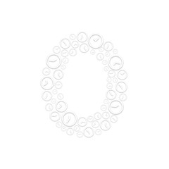 Alphabet set letter number zero or 0, Clock shuffle pattern, Time system concept design illustration isolated on white background, vector eps 10