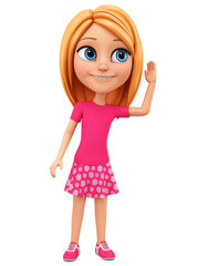 Cartoon character girl overhears. 3d rendering. Illustration for advertising.