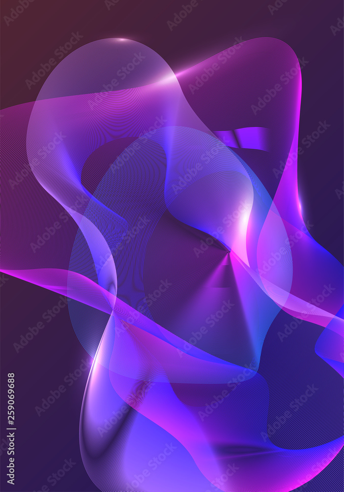 Poster abstract shiny wavy background on modern gradient