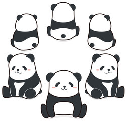 Cute funny cartoon style panda bear sitting in the circle vector illustration © shrike