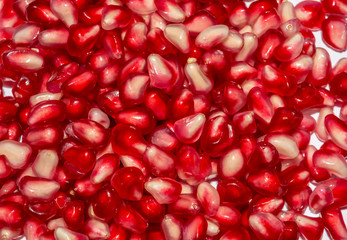 Lot Of Pomegranate Seeds.High Angle View,Close Up.