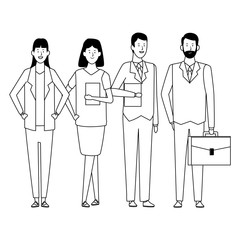 business people avatar cartoon characters black and white