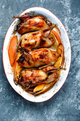Baked quail carcasses