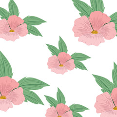pattern flowers with leafs isolated icon