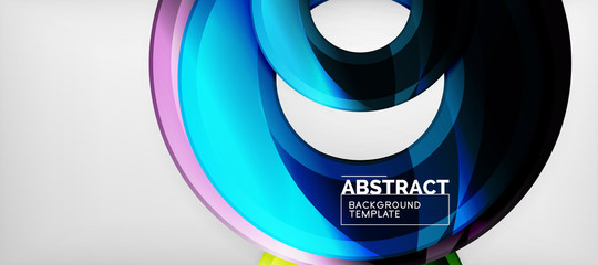 Modern geometric circles abstract background, colorful round shapes with shadow effects