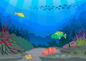 Obraz na płótnie Canvas Exotic fish and underwater world. Vector illustration.